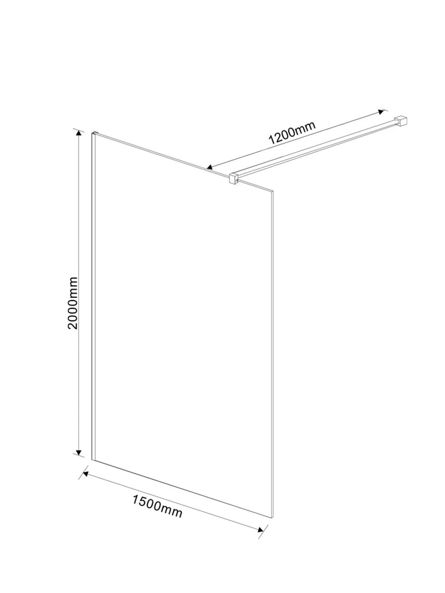 Fumo Grigio Wall Mounted Chrome Shower Screen 1500 x 2000mm