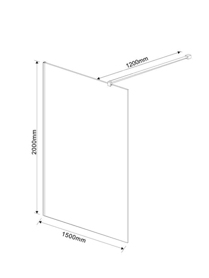 Fumo Grigio Wall Mounted Chrome Shower Screen 1500 x 2000mm