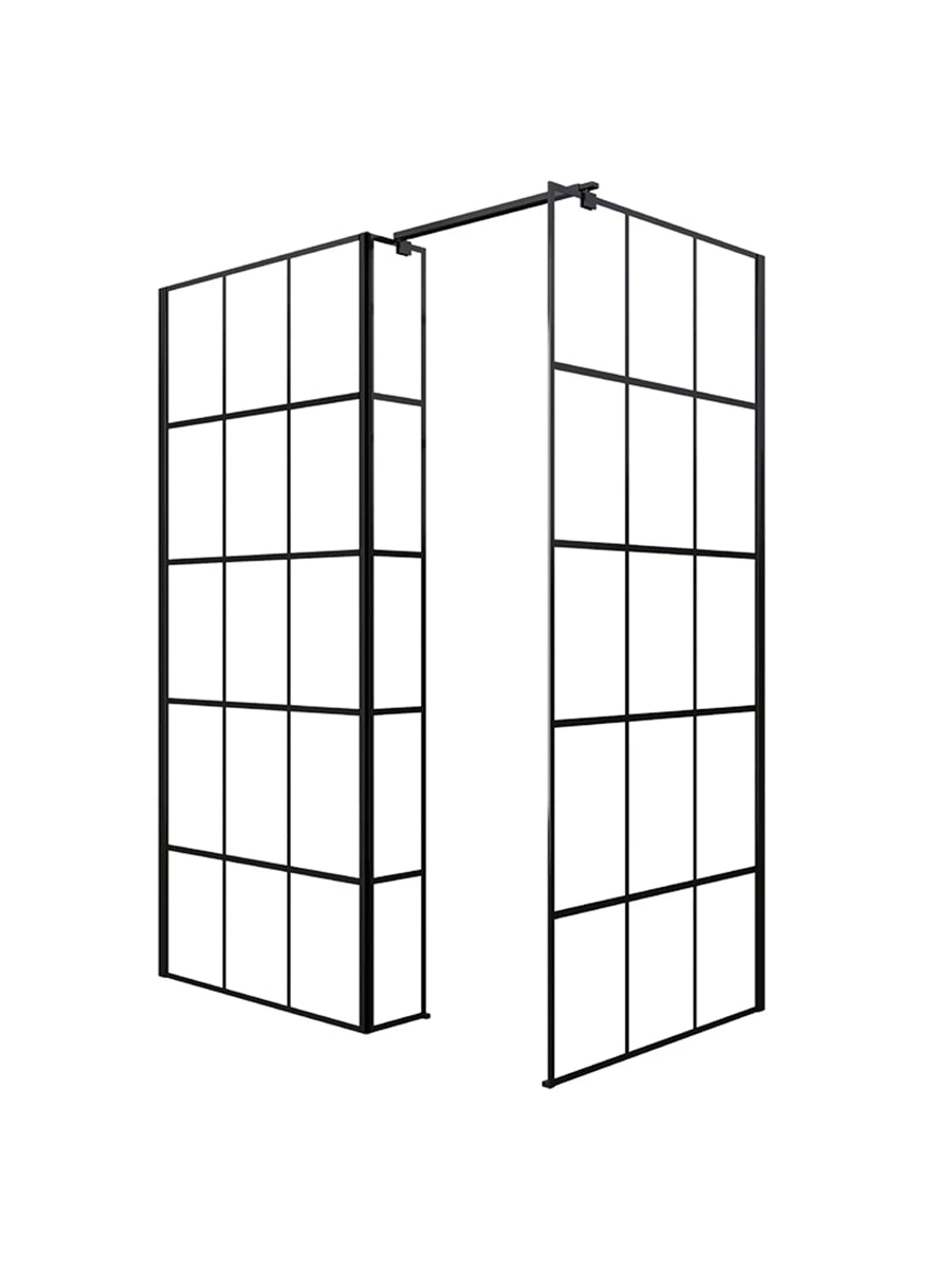 Lusso Black Wall Mounted Walk In Shower Enclosure 1330-1680 x 900 x 2000mm