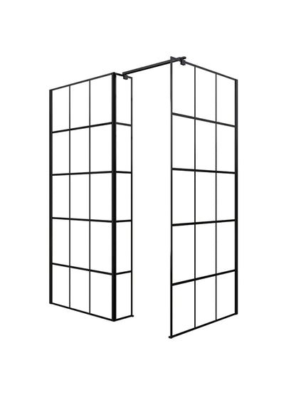 Lusso Black Wall Mounted Walk In Shower Enclosure 1330-1680 x 900 x 2000mm