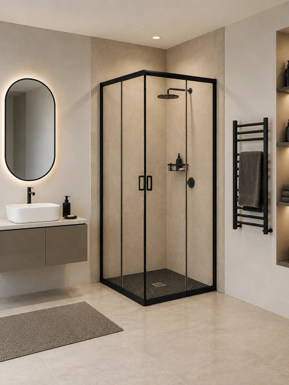 Salve Black Corner Entry Shower Enclosure 885 x 885 x 2000mm