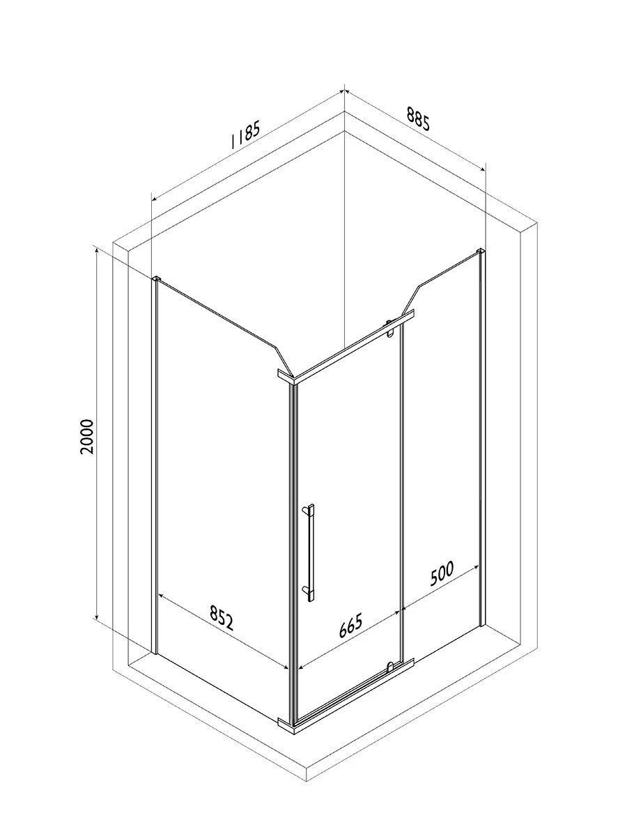 Camella Rectangular Pivot Door Shower Enclosure 885 x 1185 x 2000mm