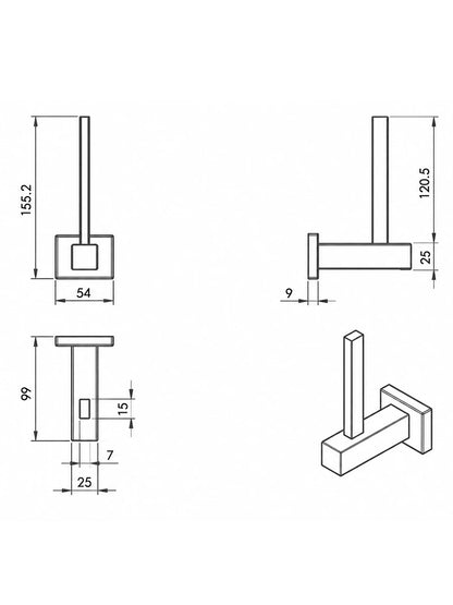 Aston Stainless Steel Spare Paper Holder 155 x 99 x 54mm