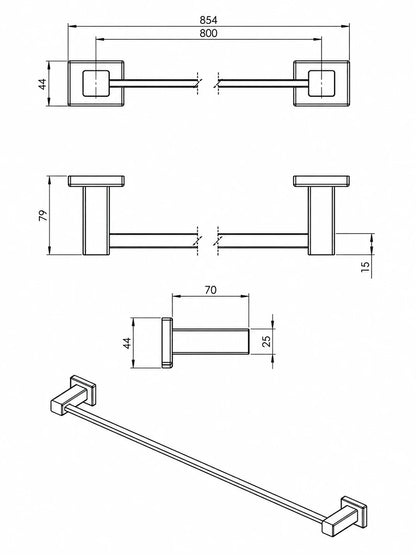 Aston Single Stainless Steel Towel Rail