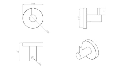 Finesse Matt Gold Single Robe Hook