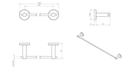 Finesse Matt Gold Single Towel Rail 750mm