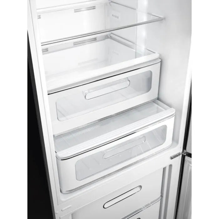 Smeg 331l Black Bottom Mount Free Standing Retro Combi Refrigerator - FAB32RBL6