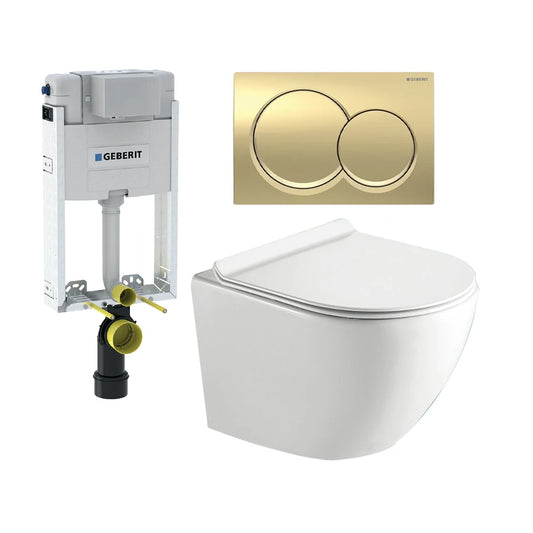 Geberit & Flavio Kombo Formosa IV W/h Pan & Alpha 01 Round Brass
