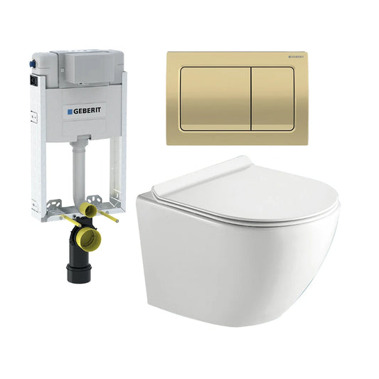 Geberit & Flavio Kombo Formosa IV W/h Pan & Alpha 01 Square Brass