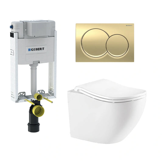 Geberit & Flavio Kombo Pioneer W/h & Alpha 01 Round Brass