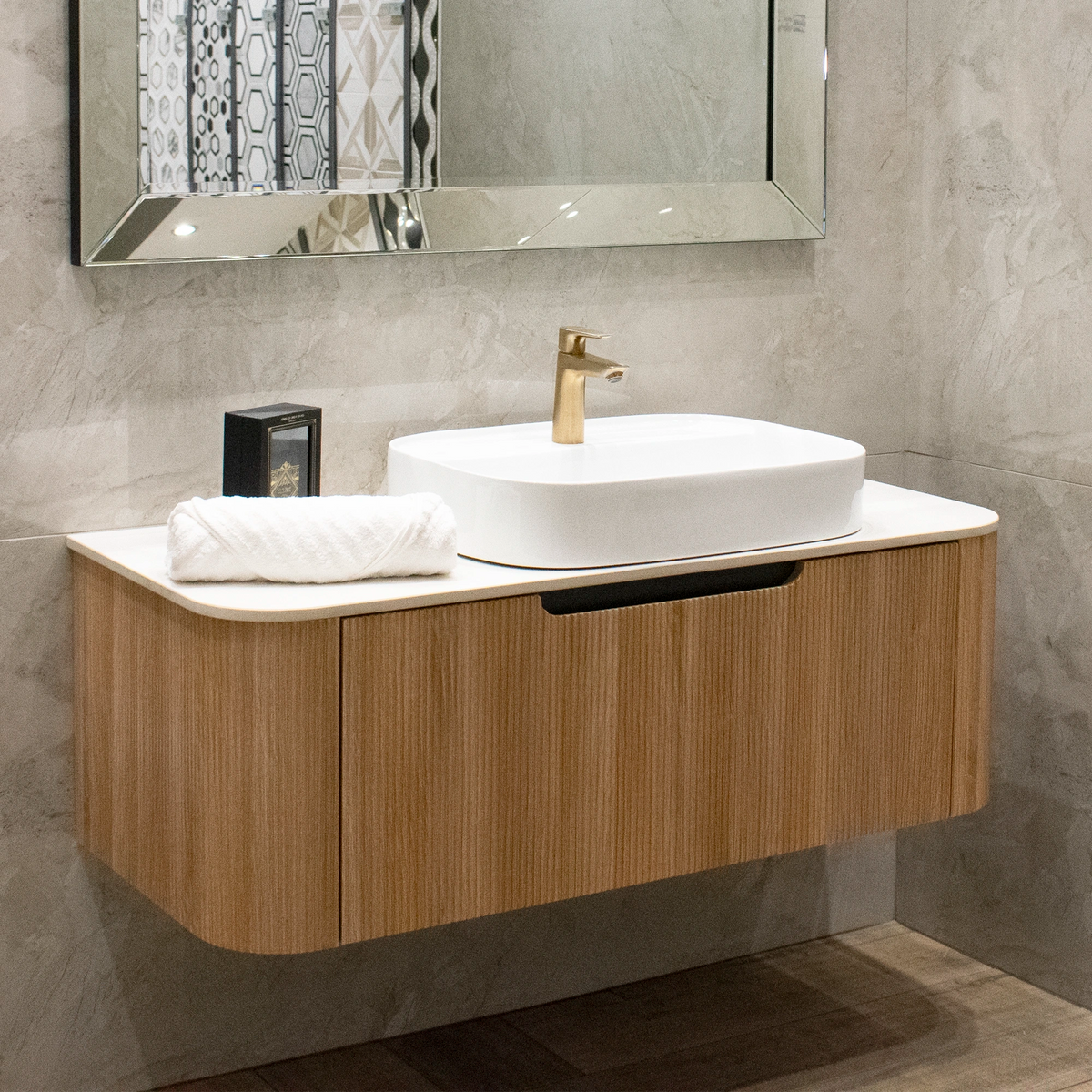 Madeira Oak Vanity 1200 & Slab Excl Basin