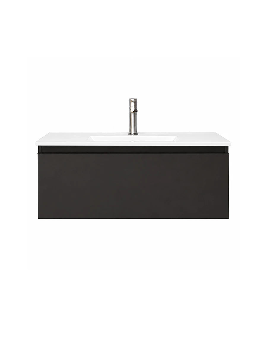 Toscana Matt Black Wall Hung Vanity & Basin 800 x 460mm