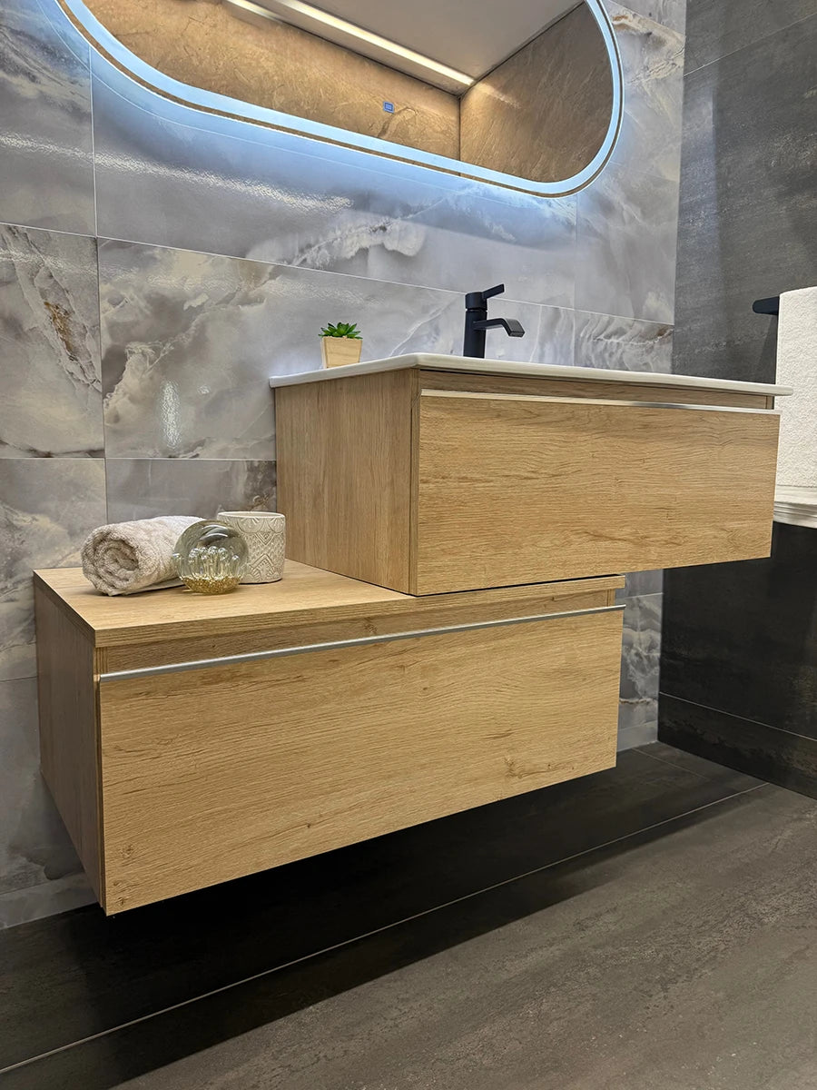 Toscana Bamboo Wall Hung Vanity & Basin Set 795 x 450 x 296mm