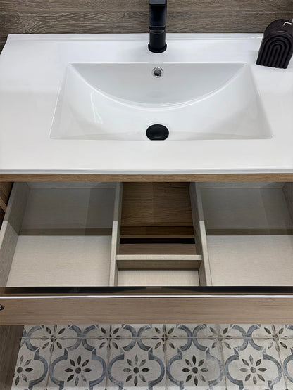 Toscana Bamboo Wall Hung Vanity & Basin Set 795 x 450 x 296mm