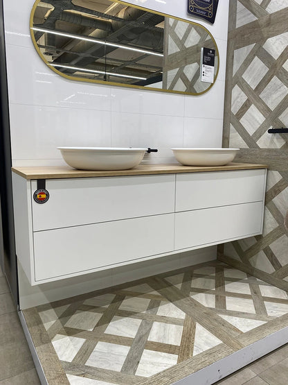 Nimbus White And Bamboo Wall Hung Vanity 1595 x 460 x 500mm