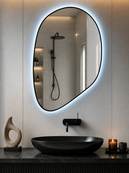 Affirmations Black Pebble Glow LED Mirror 600 x 900mm