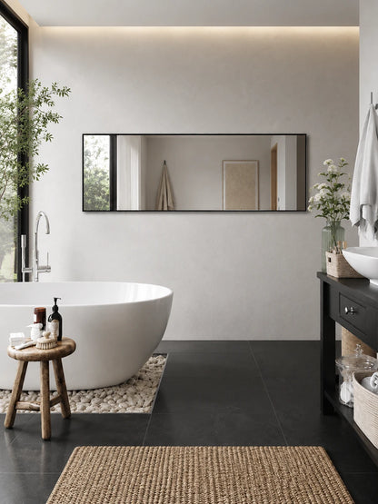 Affirmations Black Shadow Plain Rectangular Mirror 30 x 500 x 1300mm