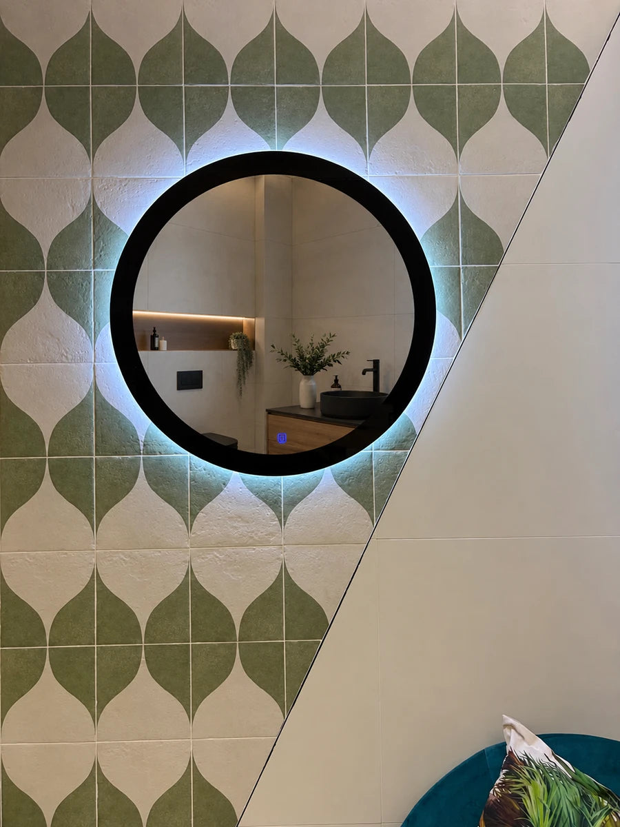 Affirmations Black Sun Round Led Mirror 30 x 700 x 700mm