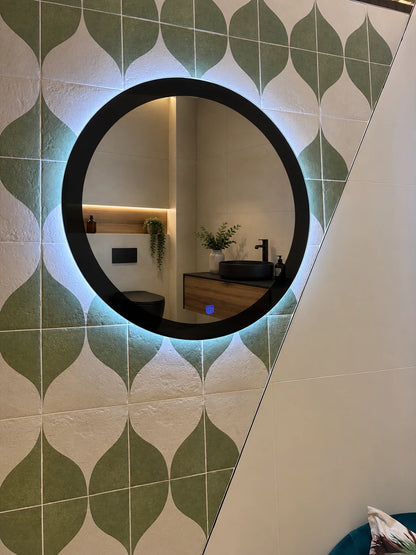 Affirmations Black Sun Round Led Mirror 30 x 700 x 700mm