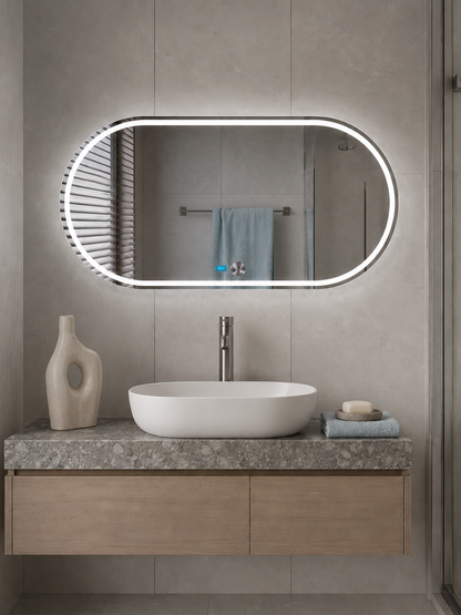 Affirmations Day Break Pill Shape LED Mirror 1200 x 500 x 30mm