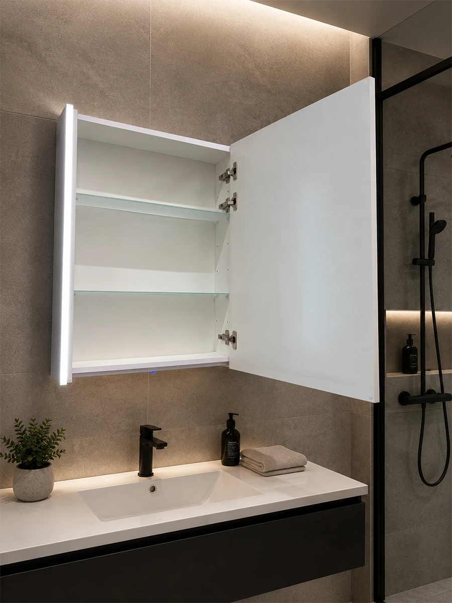 Affirmations Grand Gloss Touch Sensor LED Wall Hung Mirror Cabinet 800 x 600 x 175mm