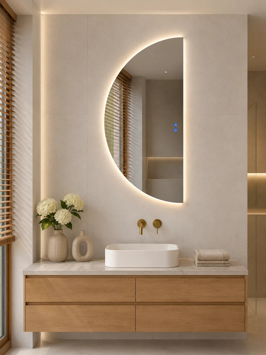 Affirmations Half Moon Colour LED Mirror 1200 x 600mm