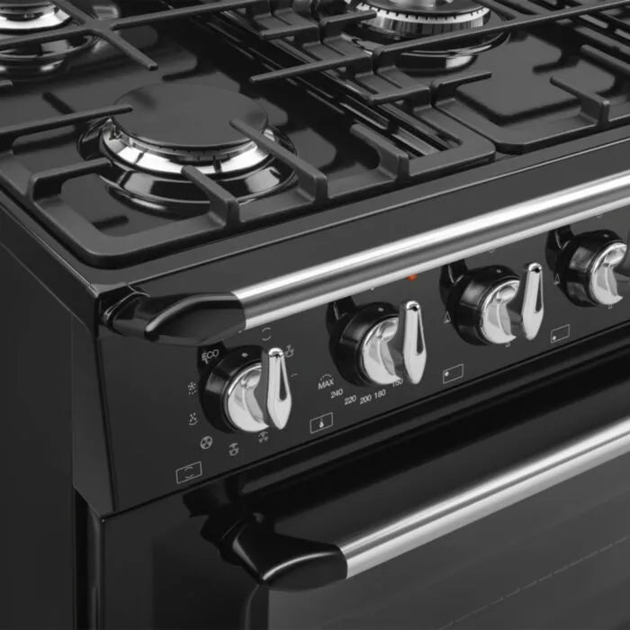 Smeg 90cm Gloss Black Cooker With Gas Hob - TR90GMBL