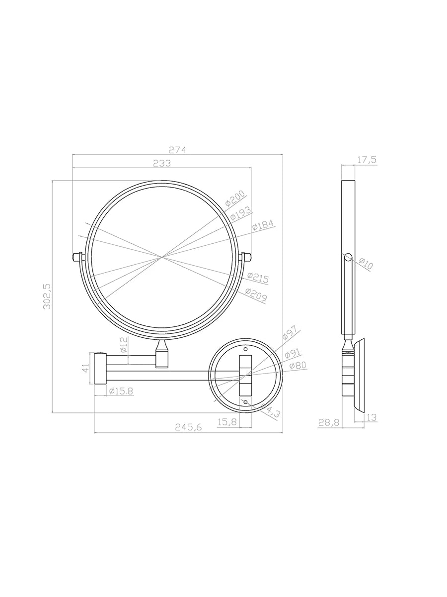 Chrome Extendable Magnifying Cosmetic Mirror