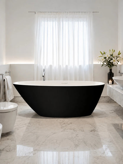 Victoria & Albert Angelica Matt Black Freestanding Bath 1682 x 762 x 553mm
