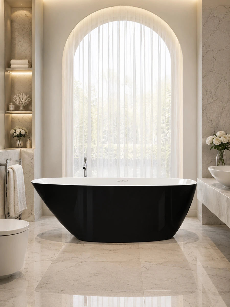 Victoria & Albert Angelica Gloss Black Freestanding Bath 1682 x 762 x 553mm