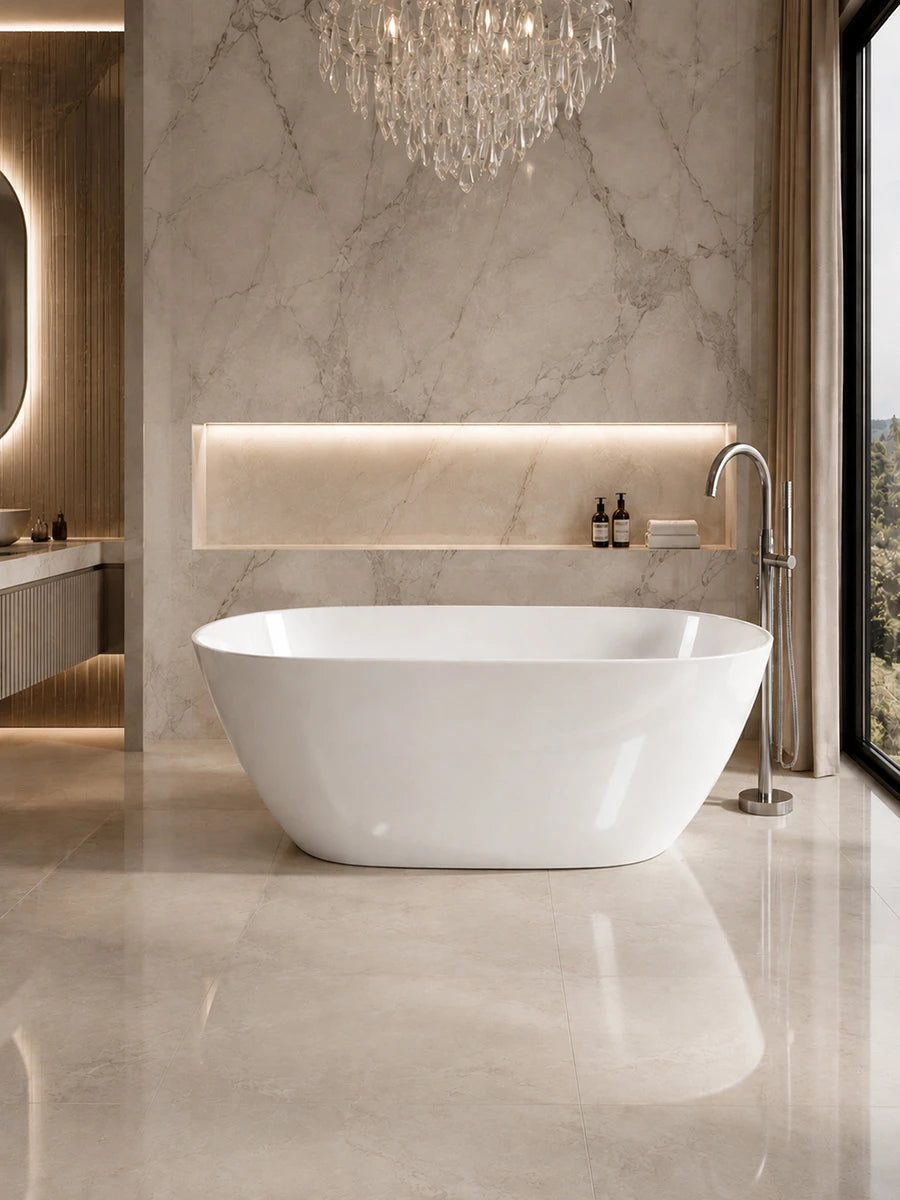 Victoria & Albert Lussari 1 Gloss White Freestanding Bath 1540 x 700 x 550mm