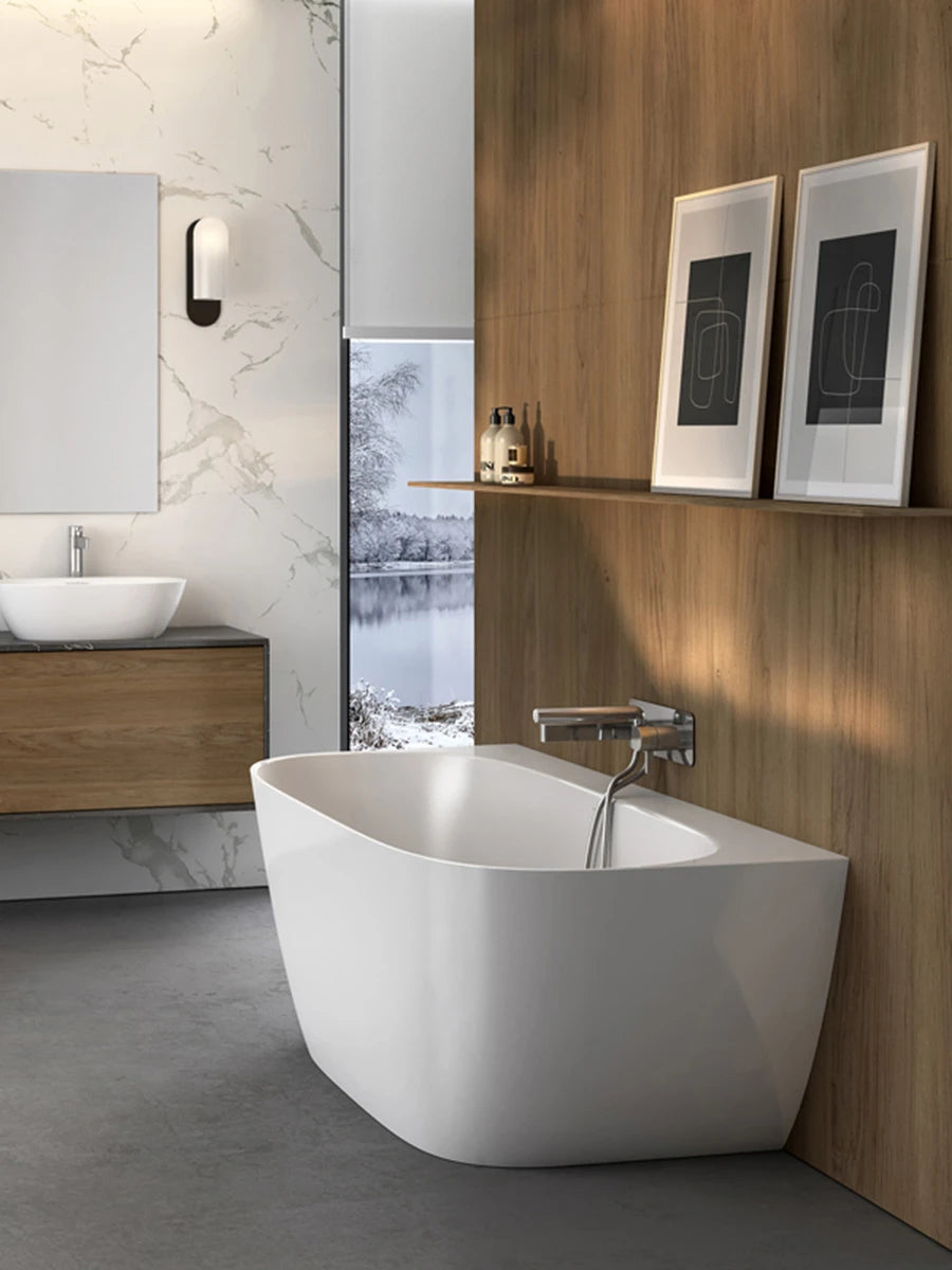 Victoria & Albert Lussari Gloss White Back To Wall Bath 1599 x 750 x 580mm