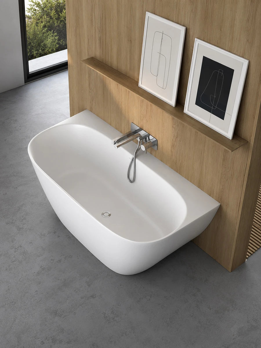 Victoria & Albert Lussari Gloss White Back To Wall Bath 1599 x 750 x 580mm