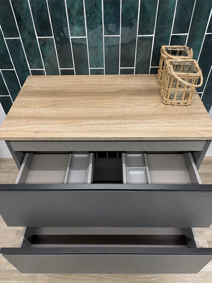 Granada Ash Grey Wall Hung Vanity 800 x 460 x 550mm