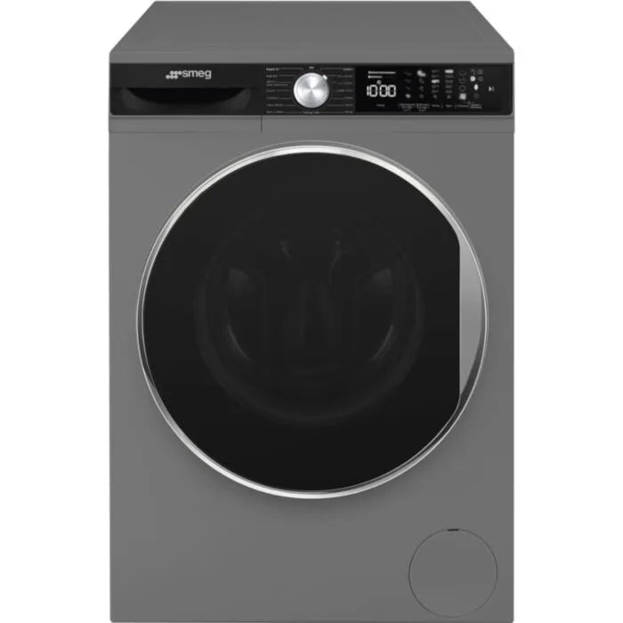 Smeg 10kg Silver Dark Inox Washing Machine Autodose + Steam + Aquajet - WM3T04XSA