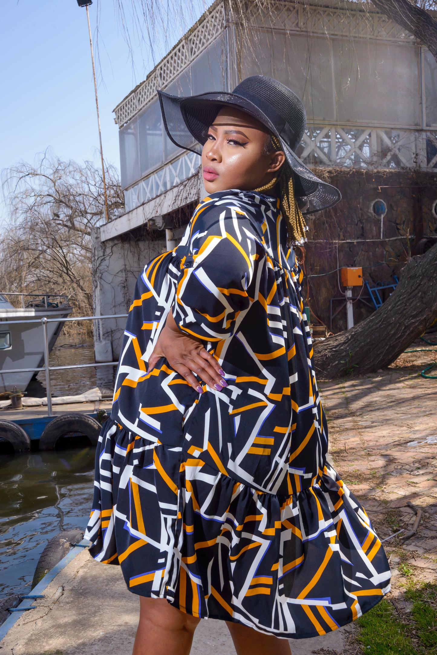 Short Geometric Print Dress