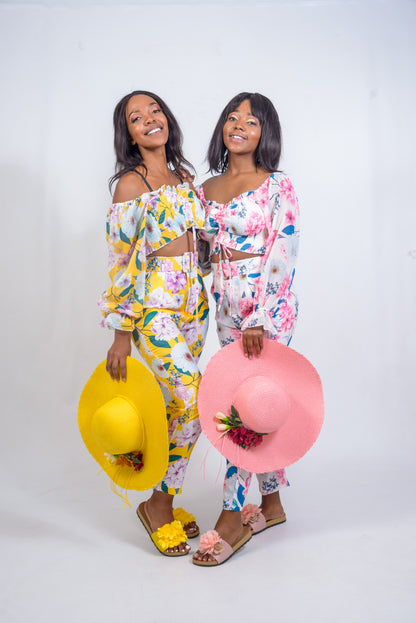 Smocked Top and Cigarette Pants Two-Piece