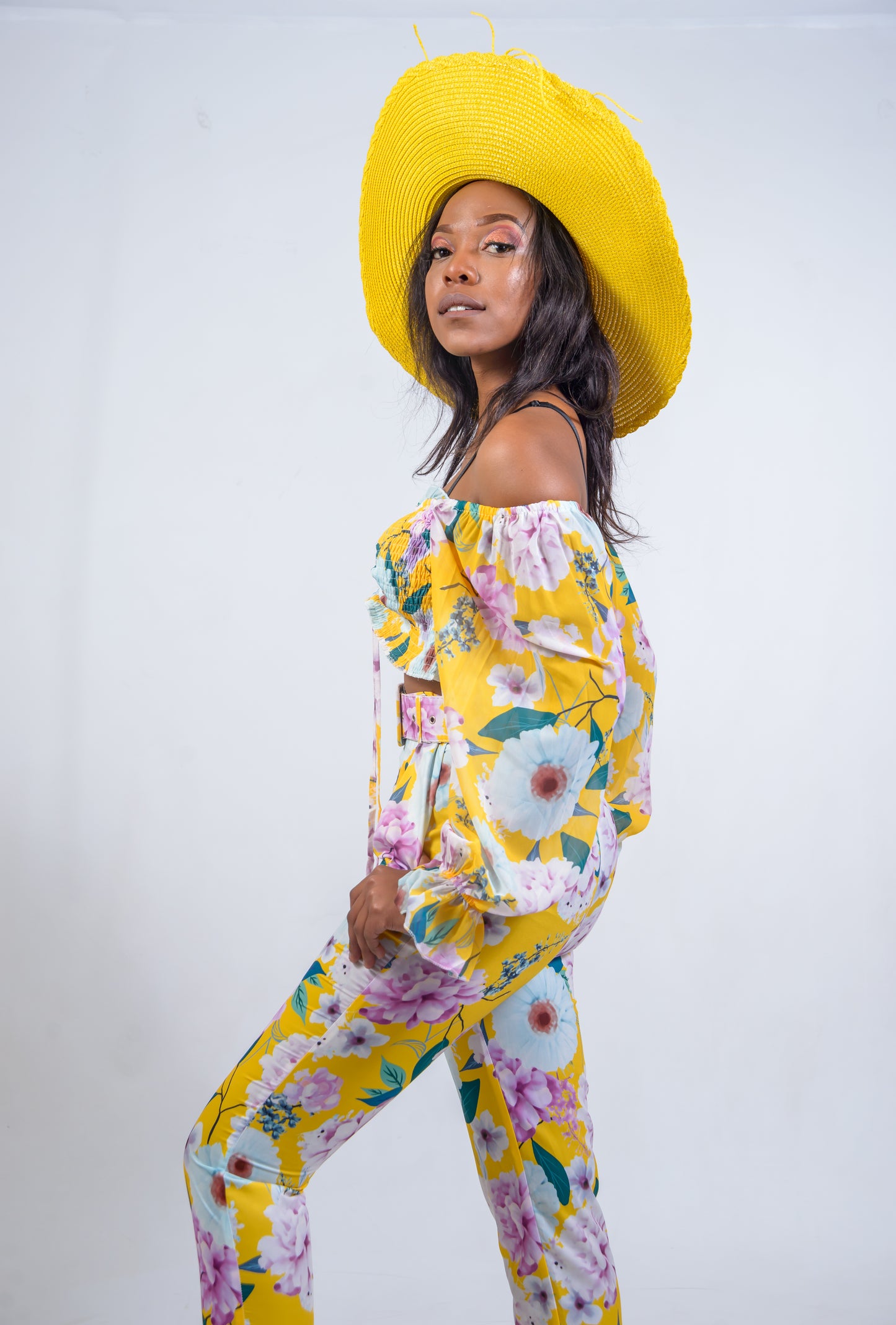 Smocked Top and Cigarette Pants Two-Piece