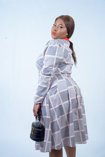 Check Dress with Shirt Collar