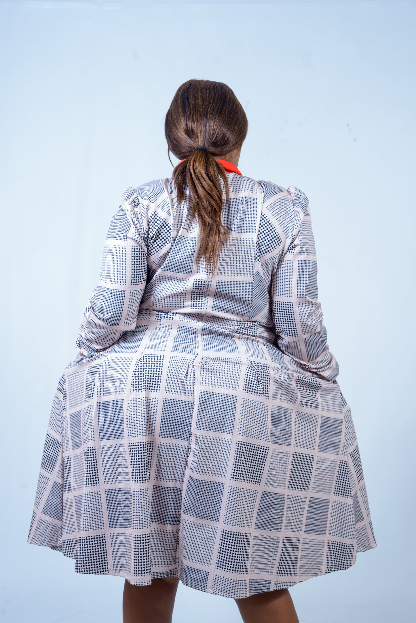 Check Dress with Shirt Collar