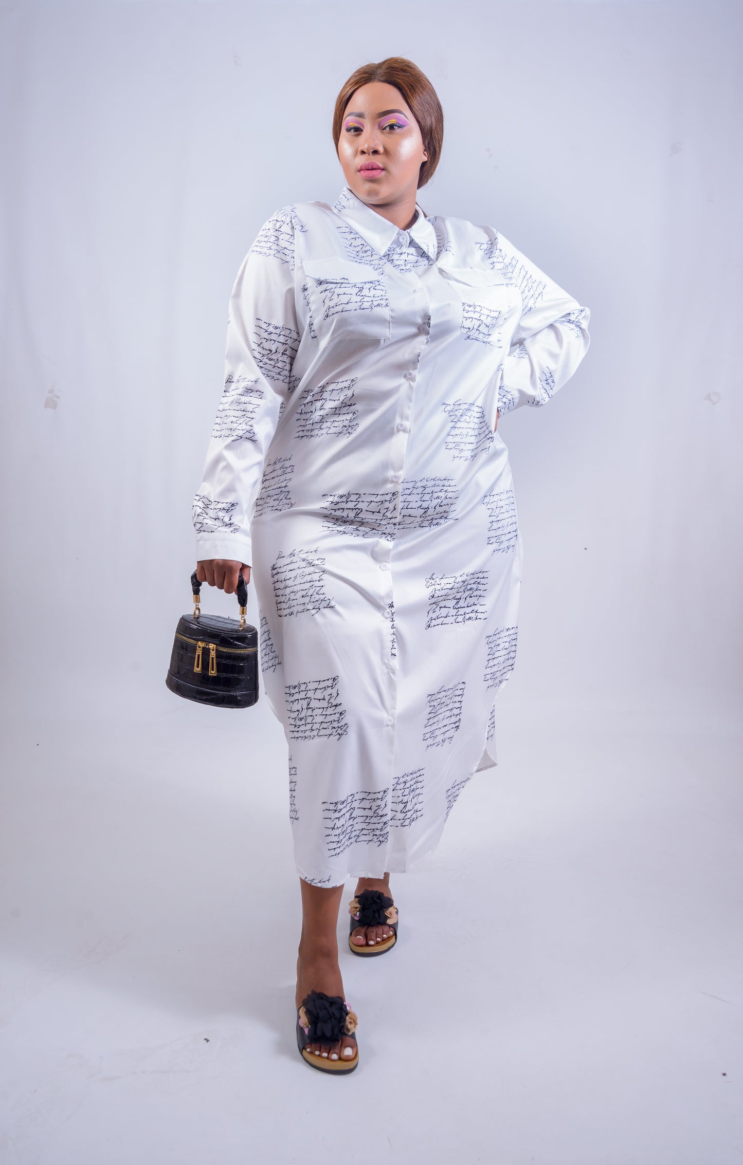 LADIES WRITING SHIRT DRESS