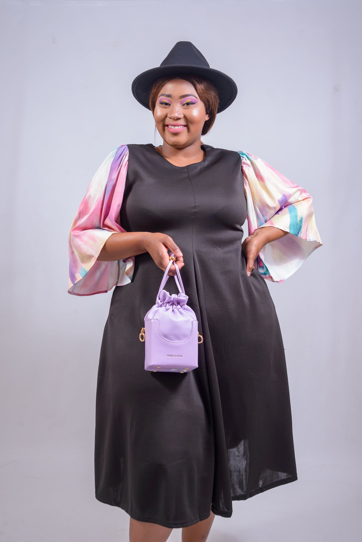 Midi Dress with Rainbow Sleeves