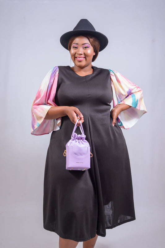 Midi Dress with Rainbow Sleeves