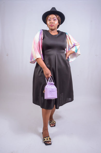 Midi Dress with Rainbow Sleeves