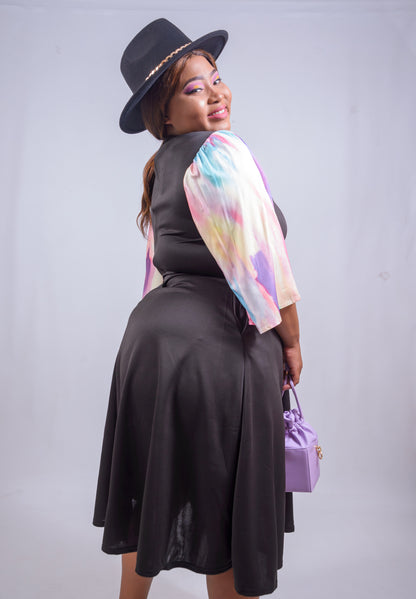 Midi Dress with Rainbow Sleeves