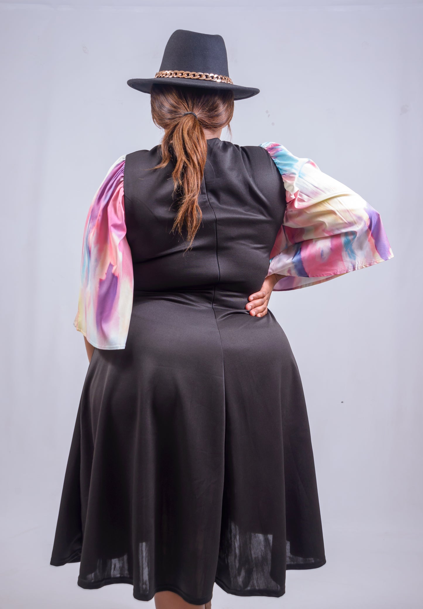 Midi Dress with Rainbow Sleeves
