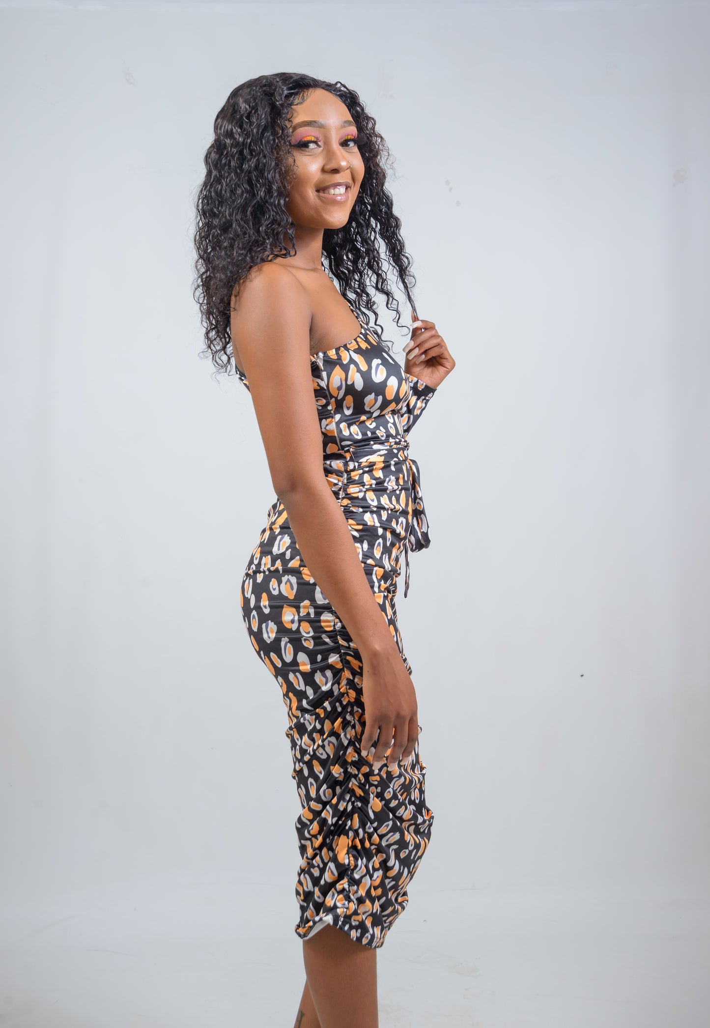 Belted Asymmetric Bodycon Dress