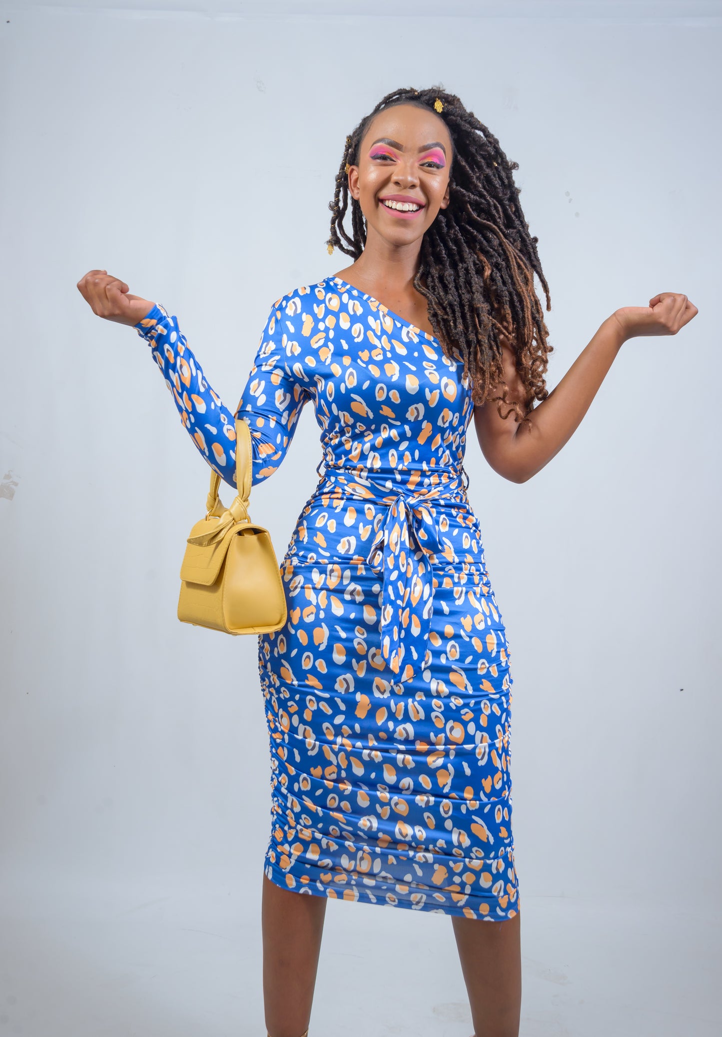 Belted Asymmetric Bodycon Dress