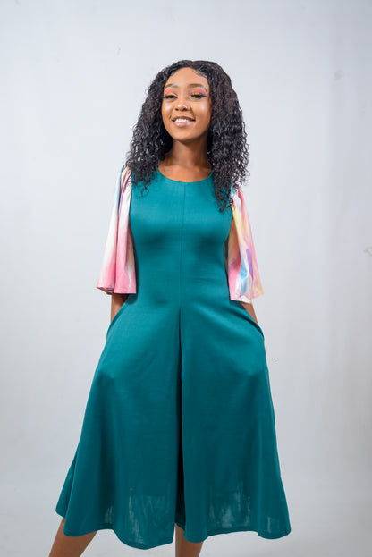 Midi Dress with Rainbow Sleeves