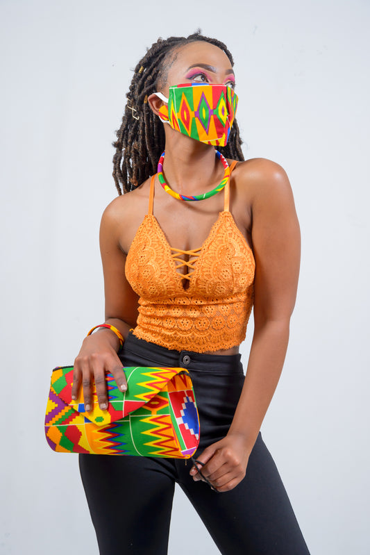 African Printed Clutch Bag Set